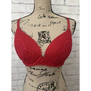 Victoria’s Secret Dream Angels Lined Perfect Coverage‎ Red Lace Bra Size 32DD
